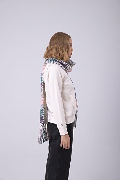 Nordbron Winter Cream Colored Tasseled Soft Textured Logo Carin Block Pattern