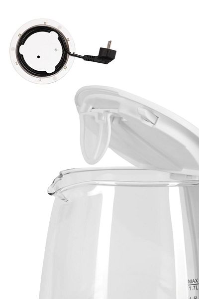 GOLDMASTER Blue 2200 Watt 1.7 Liter Lighted Glass Kettle Water Heater White