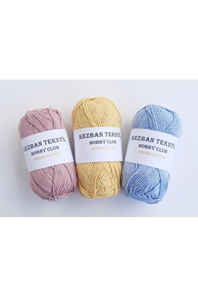 TıkTık AL 3lü %100 Pamuk Punch (PANÇ) Ve Amigurumi Ipi Seti (GÜL KURUSU-MAVİ-...