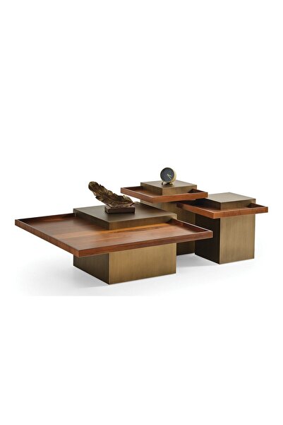 CaddeYıldız Sierra Orta Sehpa Seti - Bronz