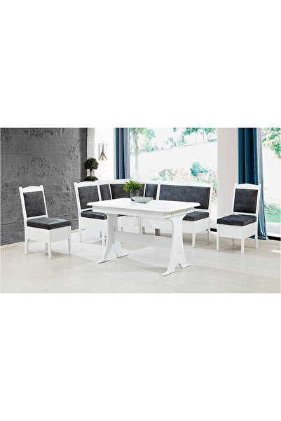 CaddeYıldız Hicran Mutfak Köşe Takımı Beyaz - Gri