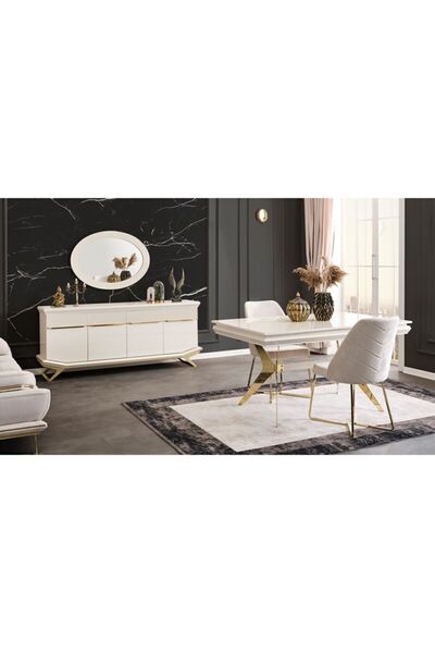 Yıldız Mobilya Clara Ekru Gold Yemek Odası