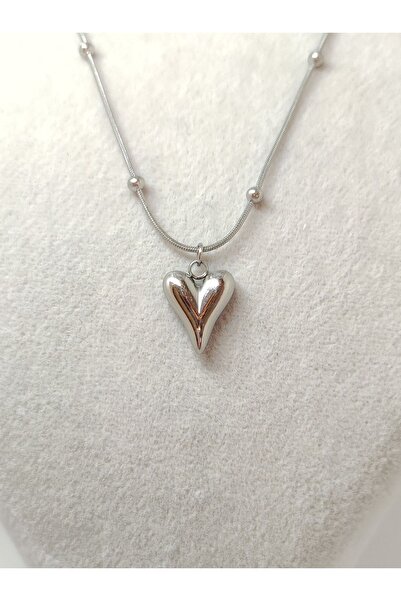 stainless steell Gümüş dorikalı balon kolye