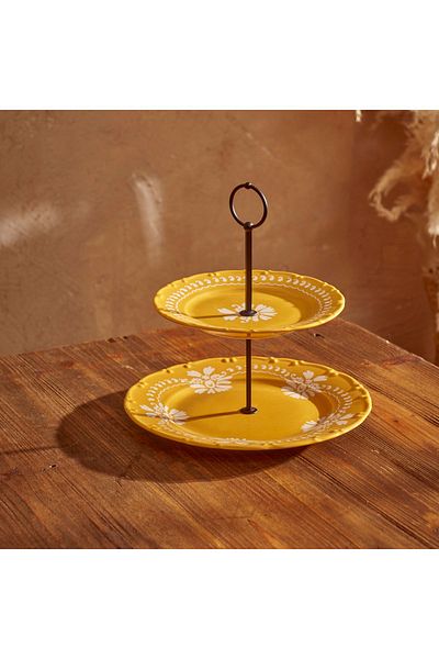 Bella Maison 2 Layer Indian Porcelain Pastel Mustard - Cookie