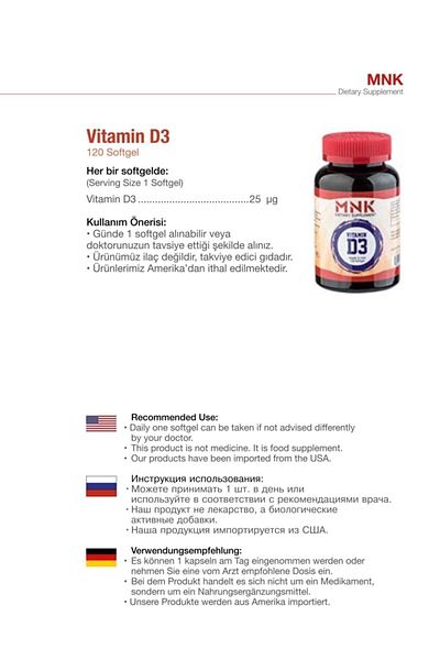 Mnk 240 Softgels Vitamin D3