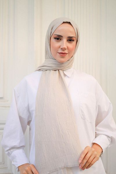 shalby Bamboo Crash Shawl Hijab Ivory