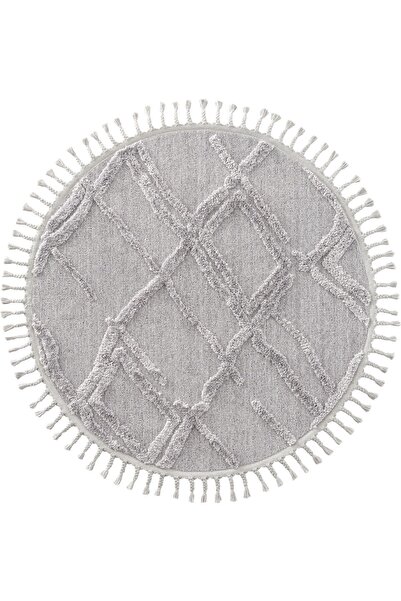 Cool Halı Palazzo 03 Gri Yumuşak Dokulu Mutfak Antre Çocuk Odası Yuvarlak Dokuma Makine Halısı