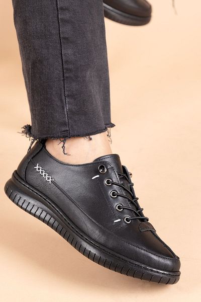 Getcho Pantofi casual negri Ayon din piele naturală