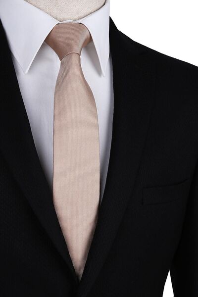 Kravatkolik Λεπτή γραβάτα με μπεζ μοτίβο Sk7584