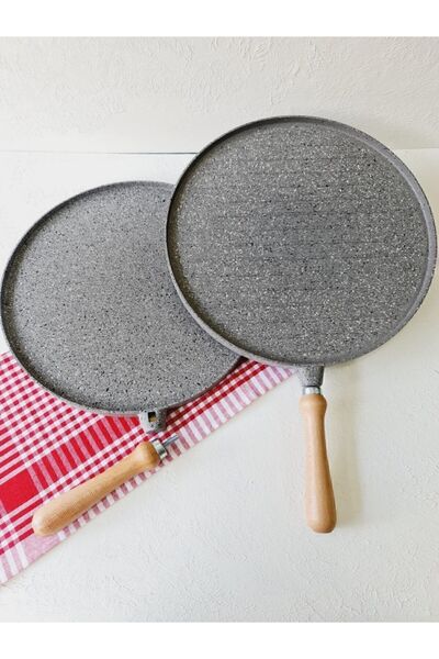 GULHANILE Cast Granite Double Sided Flatbread Flatbread And Grill Baking Pan Gray