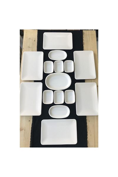 Keramika Square 15 Piece Breakfast Treat Set for 6 Persons Matte Cream