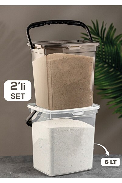 FERAH PLASTİK Şeffaf Kapaklı Deterjanlık Taşınabilir Deterjan Saklama Kutusu 6 Lt (2Lİ)