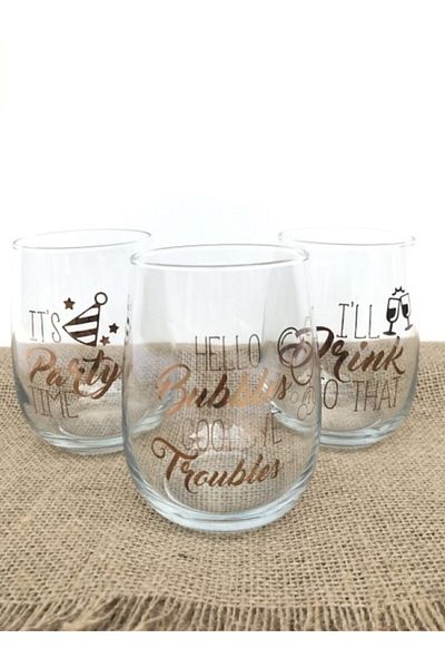 GULHANILE Gilded Embroidered Soft Drink Glass 475 Cc