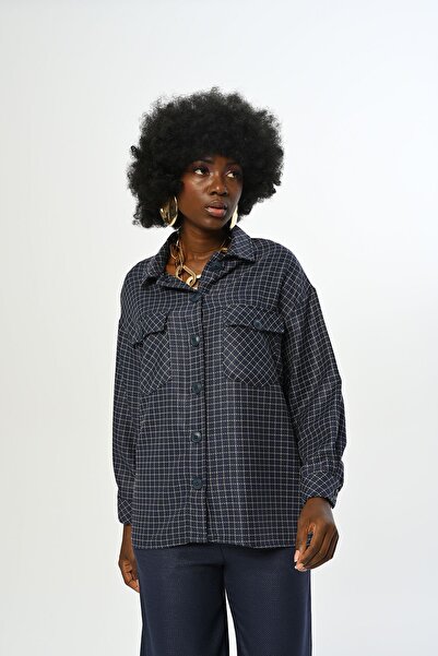 Orfeo Negro Жіноча сорочка з квадратним візерунком та двома кишенями