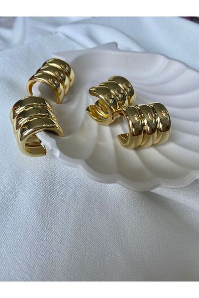 Lila takı STEEL GOLD TRIPLE LOOKING HOOP EARRING