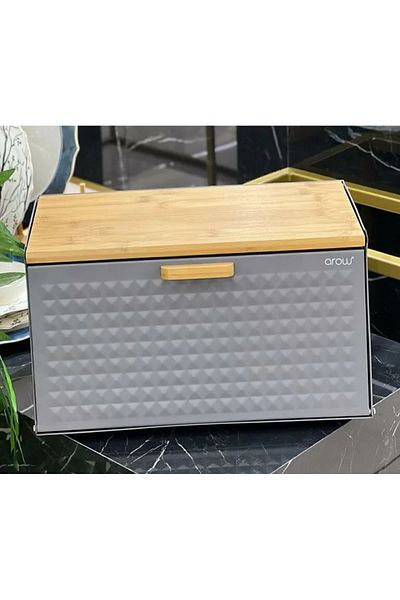 AROW Alessa Bread box Bread Cabinet Metal Bread Holder with Bamboo Lid