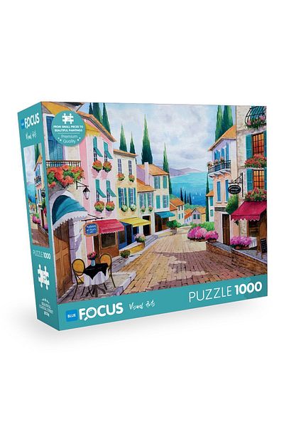 Blue Focus لغز 1000 قطعة - تصميم جميل لشارع الشاطئ