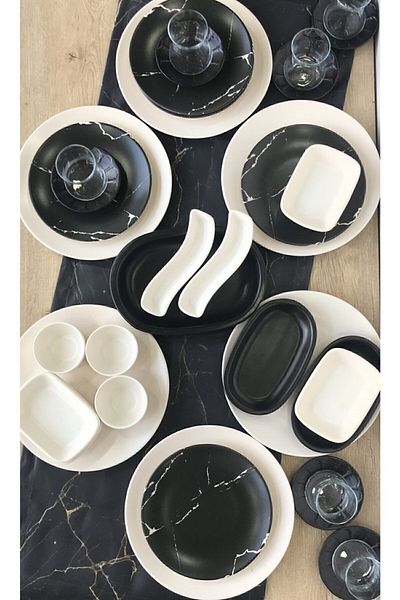 GULHANILE 36 Piece Breakfast Set for 6 Persons Matte Marble Patterned