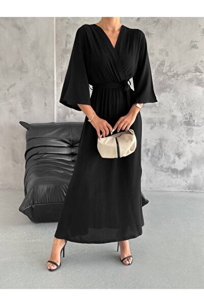 fiolin Γυναικείο φόρεμα με διπλό σκίσιμο βισκόζης