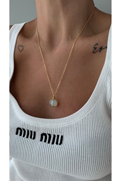 Vi store Çelik Ay Taşı Kolye