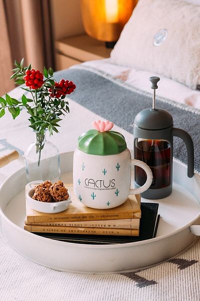 Arma House Ceramic Cactus Mug with Spoon