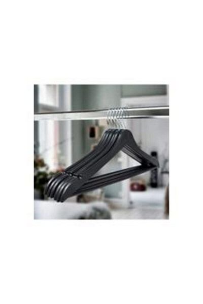CHERCHİ 48 Black Wooden Look Plastic Clothes Hangers