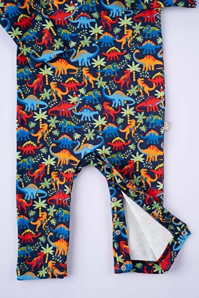 Boumini Colorful Dinosaur Print Baby Romper - Long Sleeve and Snaps
