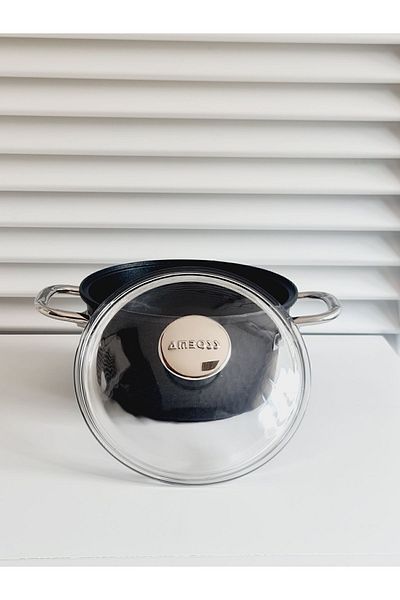 Amboss 20 Cm Titanium Coated Deep Pot - With Glass Lid