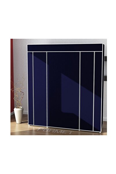 PORMET Güçlendirilmiş Çelik Yapım Çelik Metal Profil Bez Dolap Lacivert Renk