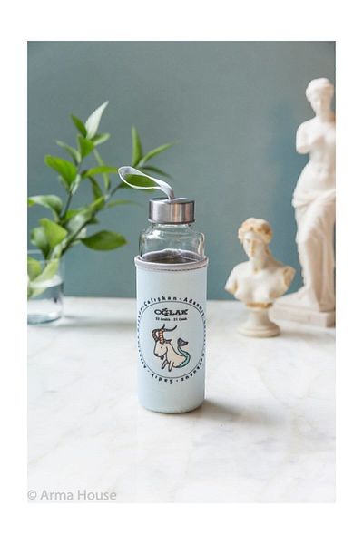 Arma House Blue Capricorn Glass Flask with Case 400ml