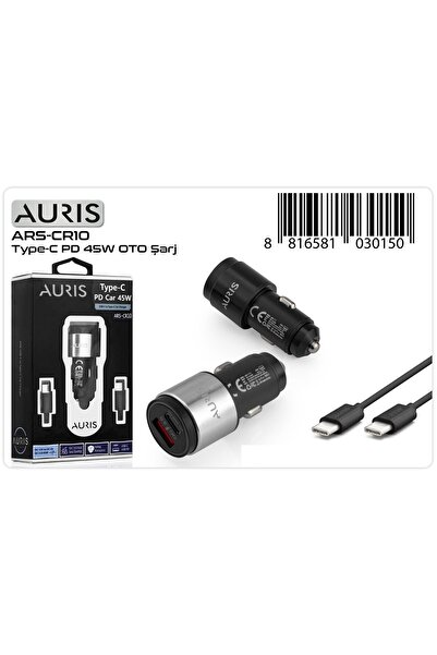 Auris ARS-CR10 Type-C PD 45W Çakmaklık Oto Şarj Cihazı