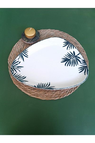 GULHANILE طبق قارب بنمط استوائي مقاس 30×25 سم
