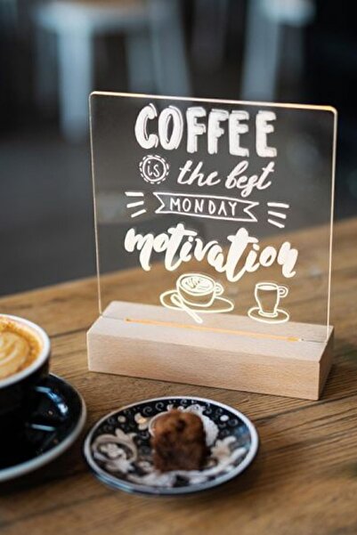 Arma House Ahşap Tabanlı, Kalemle Yazılabilir USB LED Masa Gece Lambası