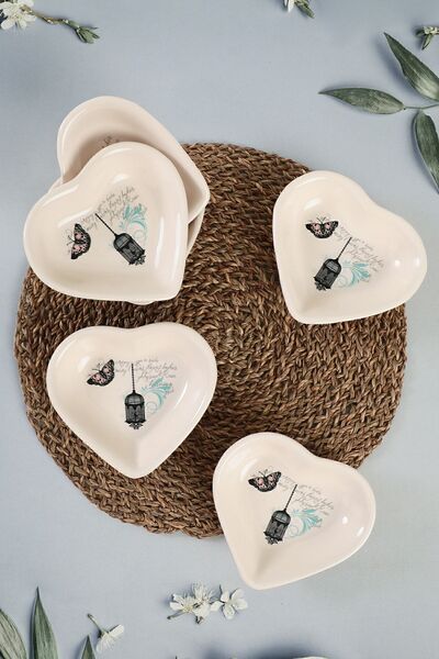 Keramika Retro Kalp Çerezlik 14 Cm 6 Adet