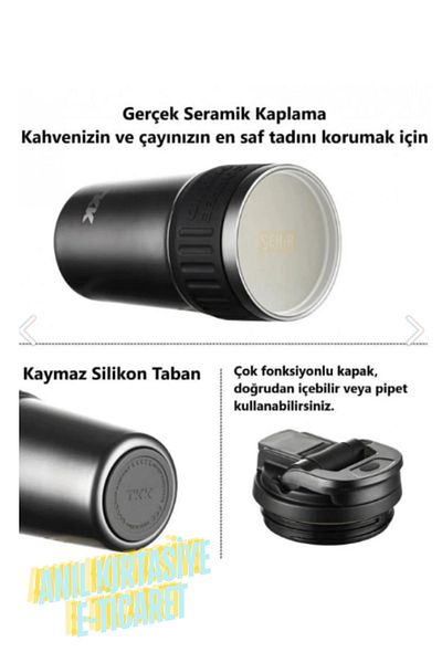 Vagonlife Tkk New Collection - 630ml Stainless Steel Thermos with Hanger Coffee Mug Flask