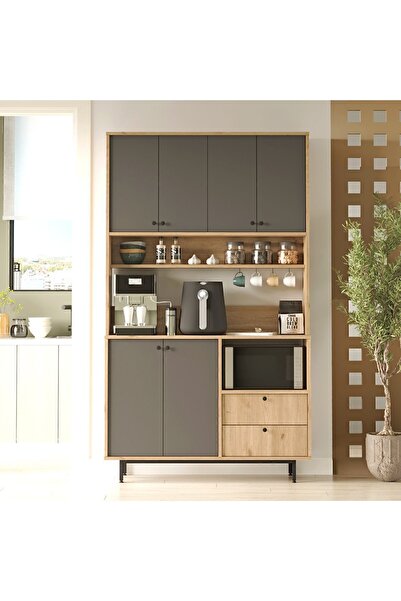 Yurudesign Royce Serisi Kahve Köşesi Çok Amaçlı Dolap Mutfak Dolabı Sepet-Antrasit RE7-SA