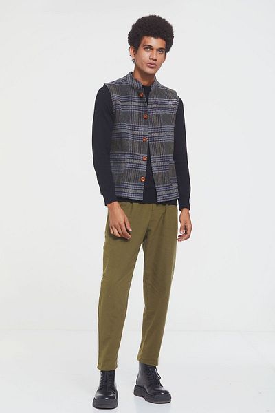 Clandestino Ανδρικό γιλέκο Hakim Collar Bohemian Πράσινο