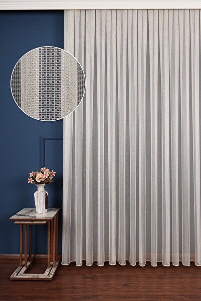 BİDESİNG Smooty Örgü Düz Tül Perde Ütü Istemez (1/3 Sık Pile)