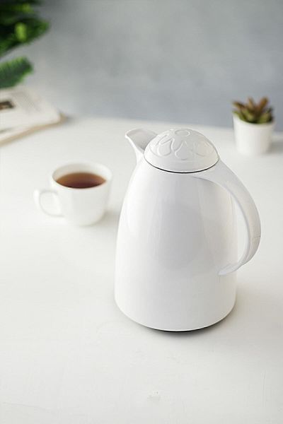 EWs 1 Lt Thermal Insulated Tea and Cold Water Thermos Soft White (Keeps 12 Hours Warm and Cold Inside)