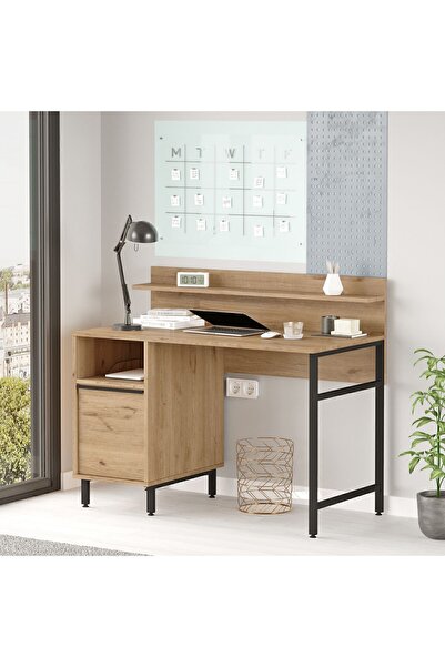 Yurudesign Ocean Çalışma Masası Raflı Dolaplı Metal Ayaklı Sepet On16-s