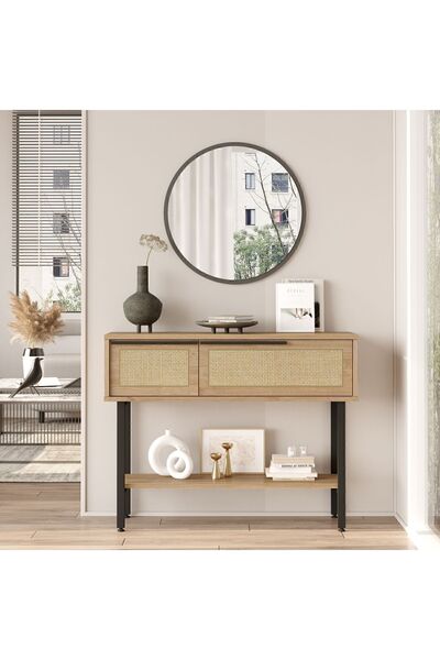 Yurudesign Ocean Dresuar Aynalı Kapaklı Metal Ayaklı Uv Baskı Sepet-jüt On12-su