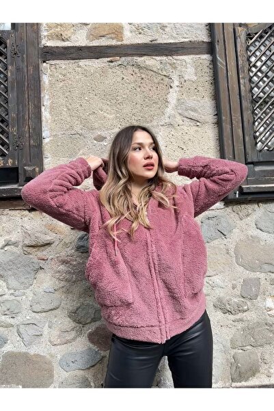 BazarTR Gül Kurusu, Kapüşonlu Peluş Ceket