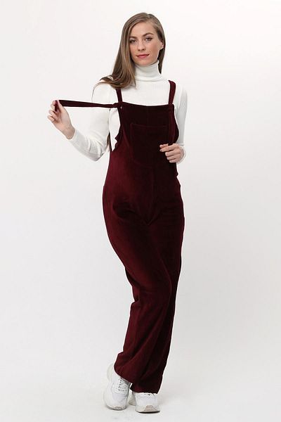 Luvmabelly Myra6113 - Claret Red Velvet Maternity Salopet