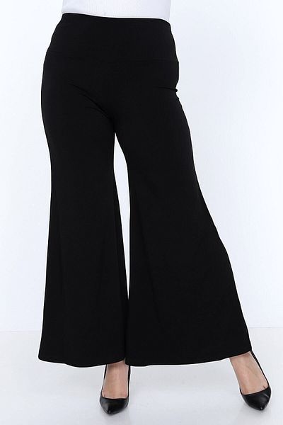 Palena Plna8200 - Sandy Long Palazzo Black Trousers