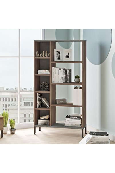 Yurudesign New Home Kitaplık Metal Ayaklı Beton-kahve Hm8-cg