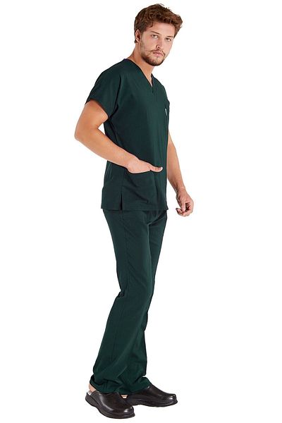 Alsancak Üniforma Men's Duckhead Green Lycra Thin Fabric Scrubs Doctor Nurse Jersey Bat Sleeve Surgical Suit