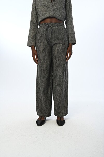 Orfeo Negro KADIN BELİ LASTİKLİ BOL PAÇA DÜZ SİYAH RENK  PANTOLON