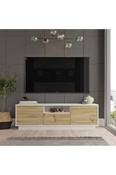 Yurudesign Luvio Tv Ünitesi Sehpası 140 cm Keçe-beyaz Lv3-wk