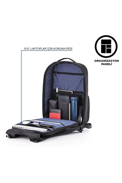 XD Design Flex Suya Dayanıklı Hırsızlık Önleyici Tasarım Usb Şarj Girişli Siyah Spor Sırt Çantası 24 L