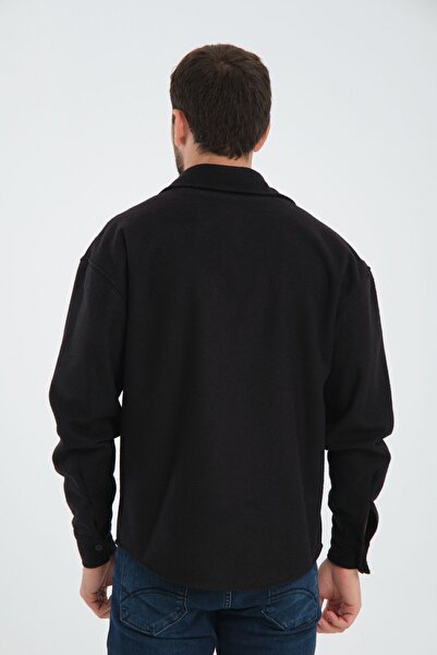 VIKUNYA Zimní oversize texturovaná dřevorubecká košilová bunda Wide Fit (dárkové balení)